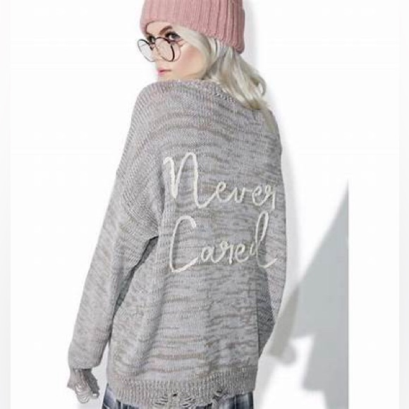 Don’t care never cared Knit Sweater - Picture 3 of 5